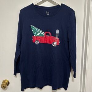 NWT Kim Rogers Christmas Tree Truck Long Sleeve Perfectly Soft Cotton Women’s L